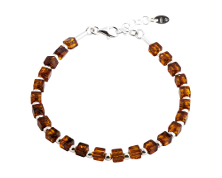 A 925 silver Bracelet with small amber cubes