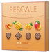 A PERGALE branded gift box of Milk Chocolate Assorted Mango flavored chocolate pieces. The box is orange with images of mangoes and a heart-shaped chocolate piece, indicating the flavor.