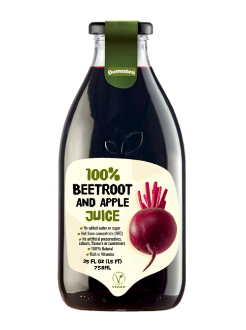 BEETROOT and APPLE 100% JUICE, 0.75L, DOMASEN, Serbia