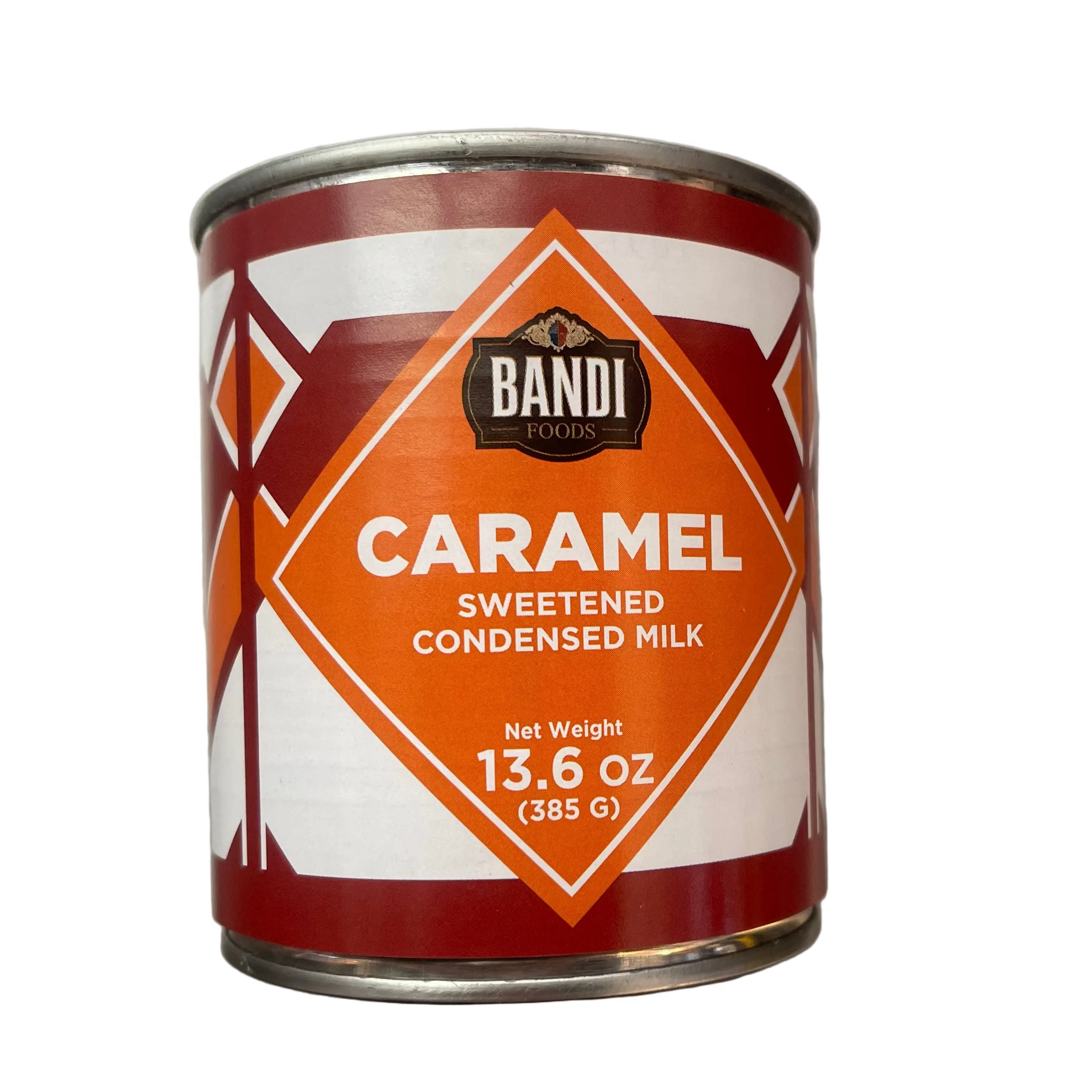 Can of Bandi Caramel Sweetened Condensed Milk on a metallic surface