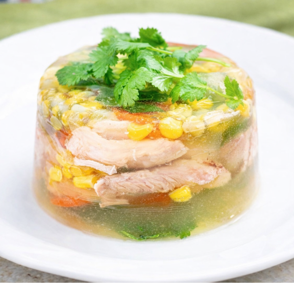 CHICKEN JELLY WITH EGG AND VEGIES/ TEN SERVINGS/CATERING/
