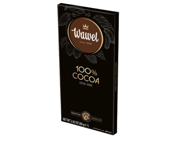 Wavel 100% cocoa chocolate bar packaging on a white background