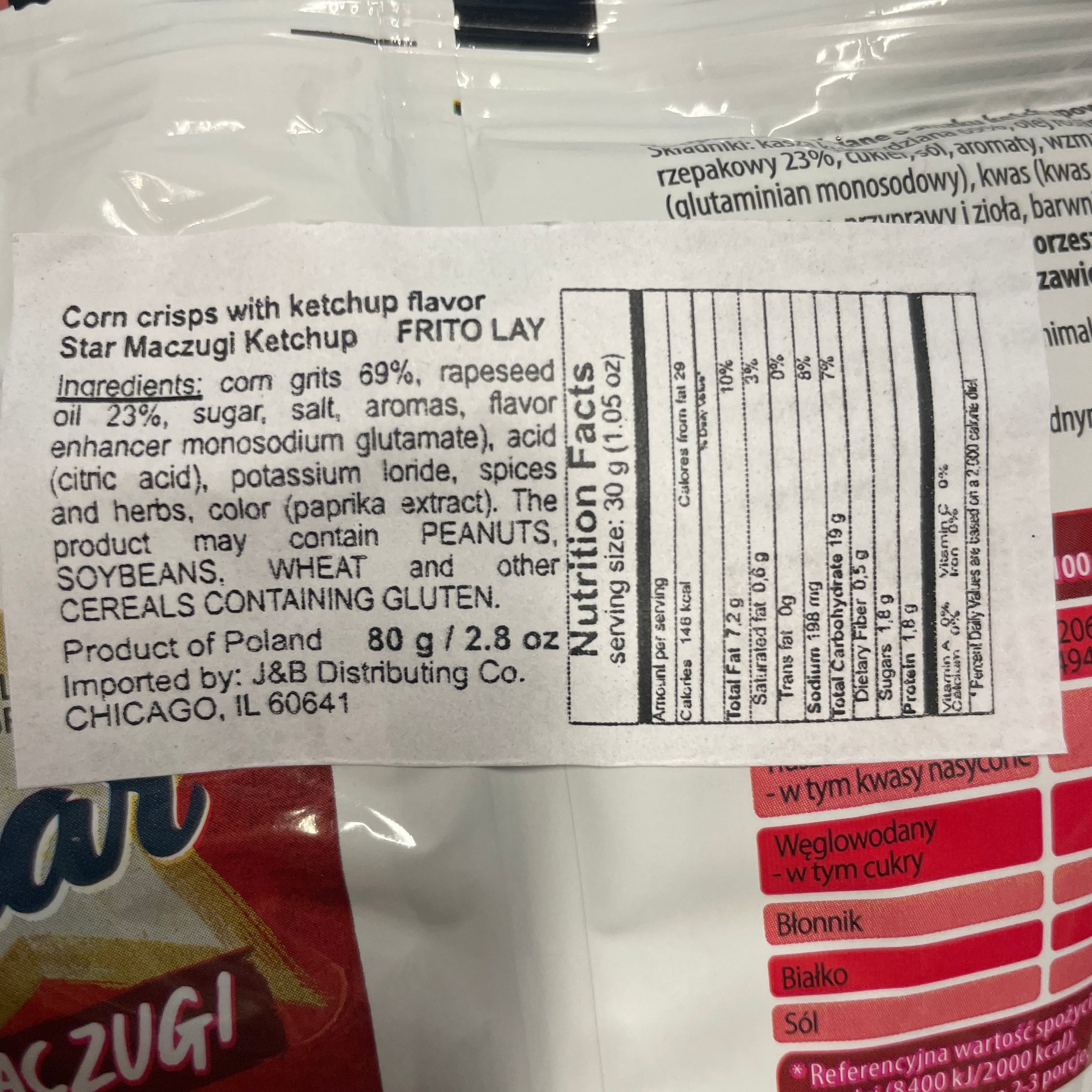 MACZUGI, CHRUPKIO SMAKU KETCHUP,SNACKS 30G