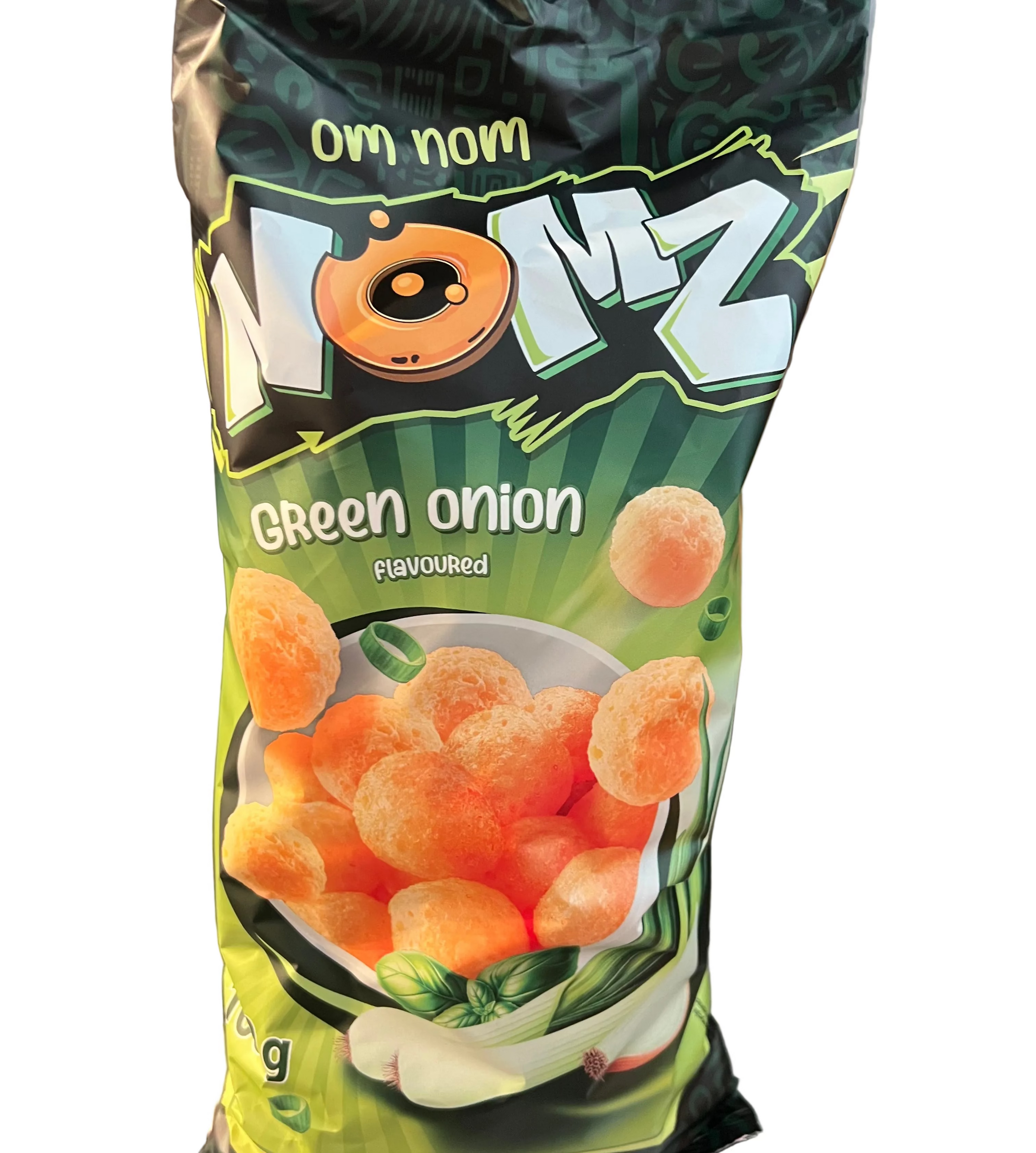 CHRUPKI KUKURYDZIANE NOMZ ZIELONA CEBULKA, ONION FLAVOR CORN CRISPS, 100G