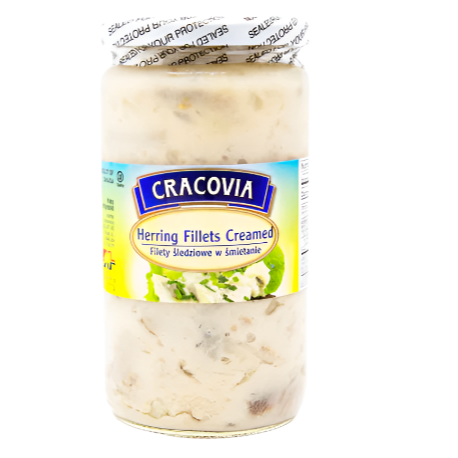CRACOVIA HERRING CREAMED,FILETY SLEDZIOWE W SMIETANIE,26OZ