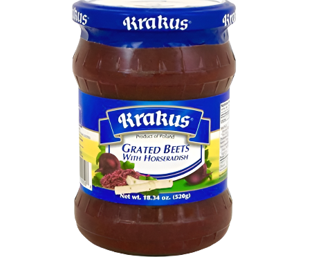 CWIKLA Z CHRZANEM,GRATED BEETS WITH HORSERADISH,KRAKUS,520G