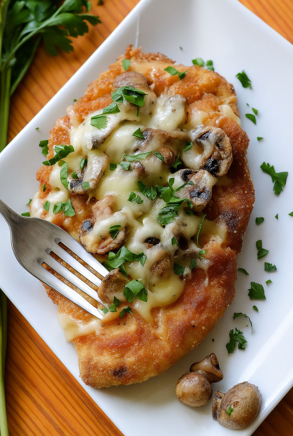 CHICKEN WITH MUSHROOM AND CHEESE