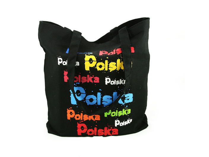 Cotton bag Poland,colorful inscriptions torba,Polska