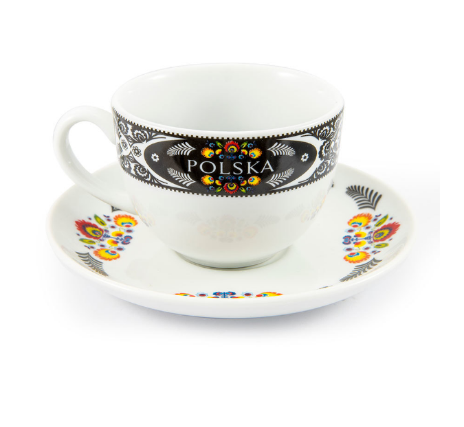 Cup and saucer, flower, Poland, filizanka Polska,folklore