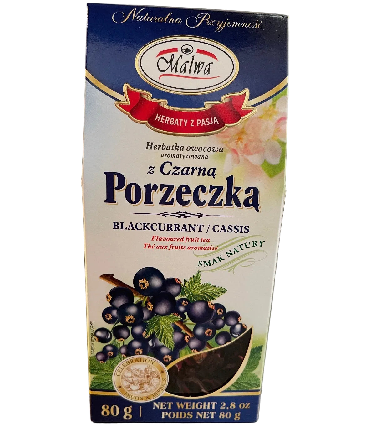 HERBATA SUSZ OWOCOWY, CZARNA PORZECZKA, DRIED BLACKURRANT FRUIT TEA, MALWA, 80G