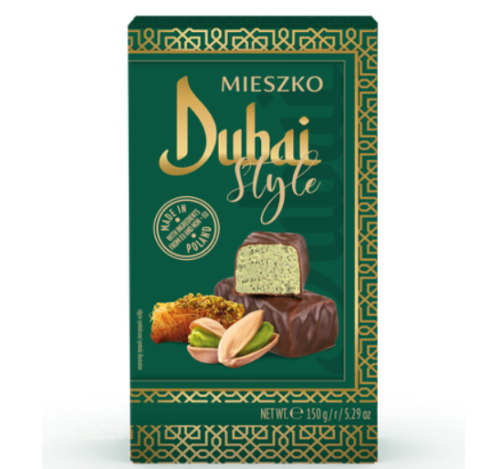 DUBAI PISTACJA CUKIERKI, DUBAI STYLE PISTACHIO CHOCOLATE SWEETS, MIESZKO,150G