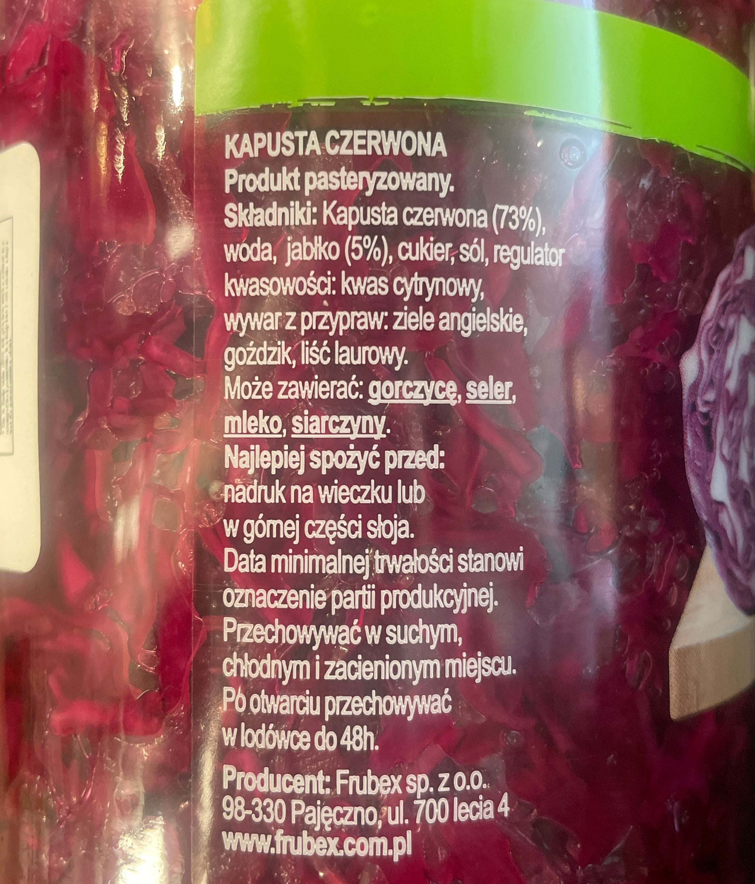KAPUSTA CZERWONA, RED CABBAGE, FRUBEX 900ML
