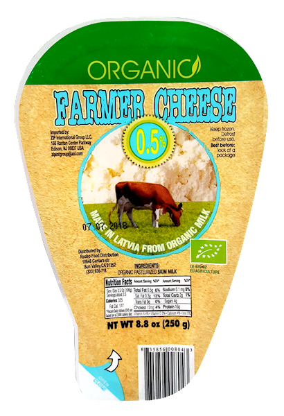 FARMERS CHEESE "ORGANIC" 0.5%, LATVIA, 250G