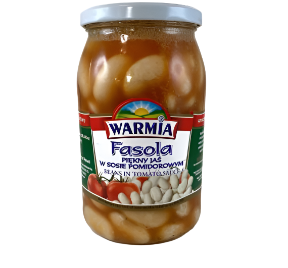 FASOLA PIEKNY JAS W SOSIE POMIDOROWYM,WHITE BEANS IN TOMATO SAUCE,WARMIA,900ML