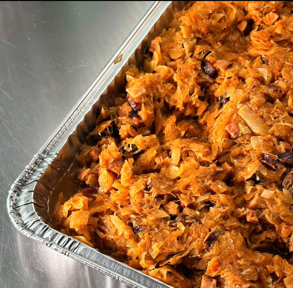 BIGOS/ SAUERKRAUT WITH SAUSAGE AND MUSHROOMS