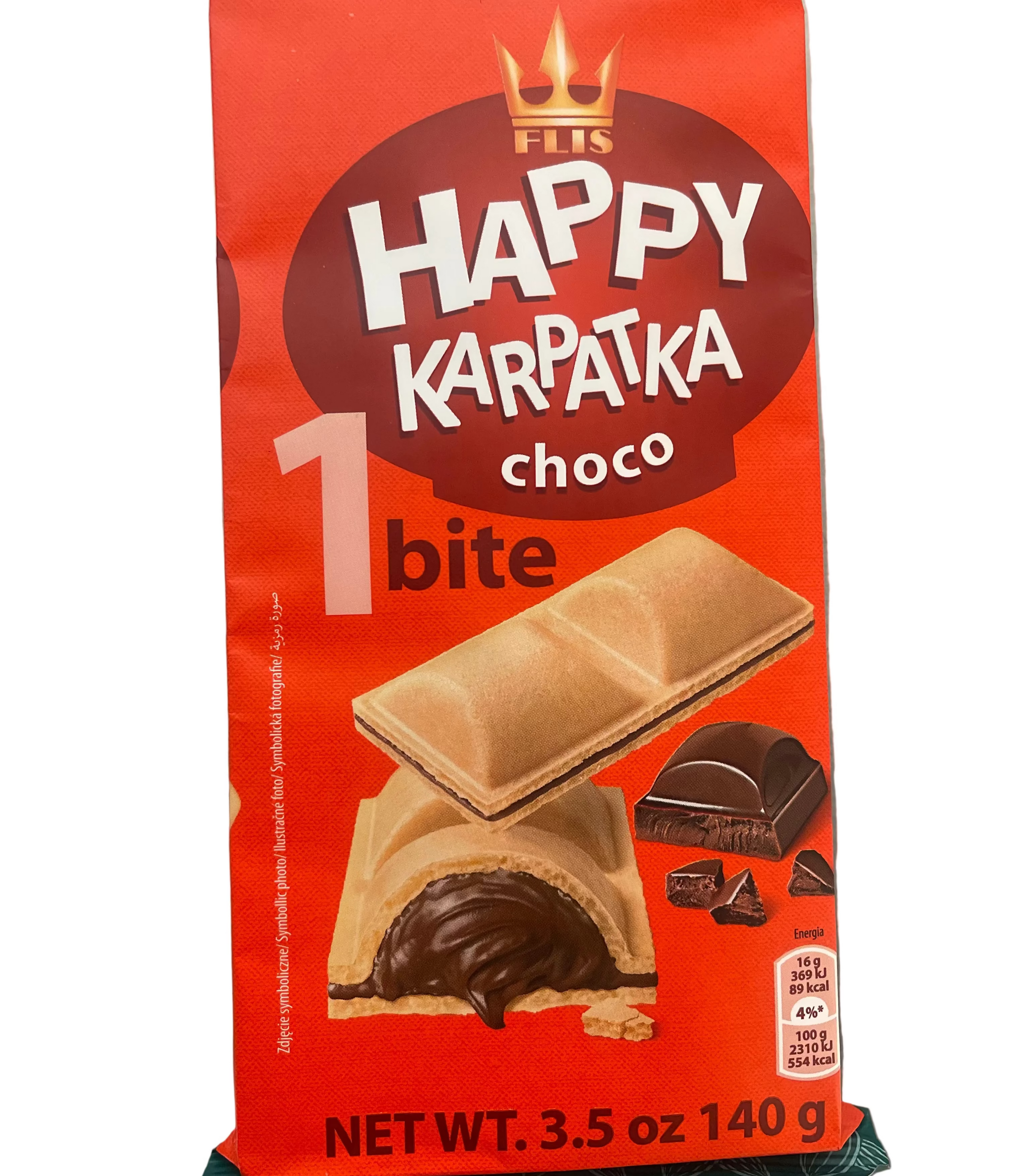 HAPPY KARPATKA CHOCO, WAFELKI Z NADZIENIEM O SMAKU CZEKOLADOWYM,FLIS, 140G