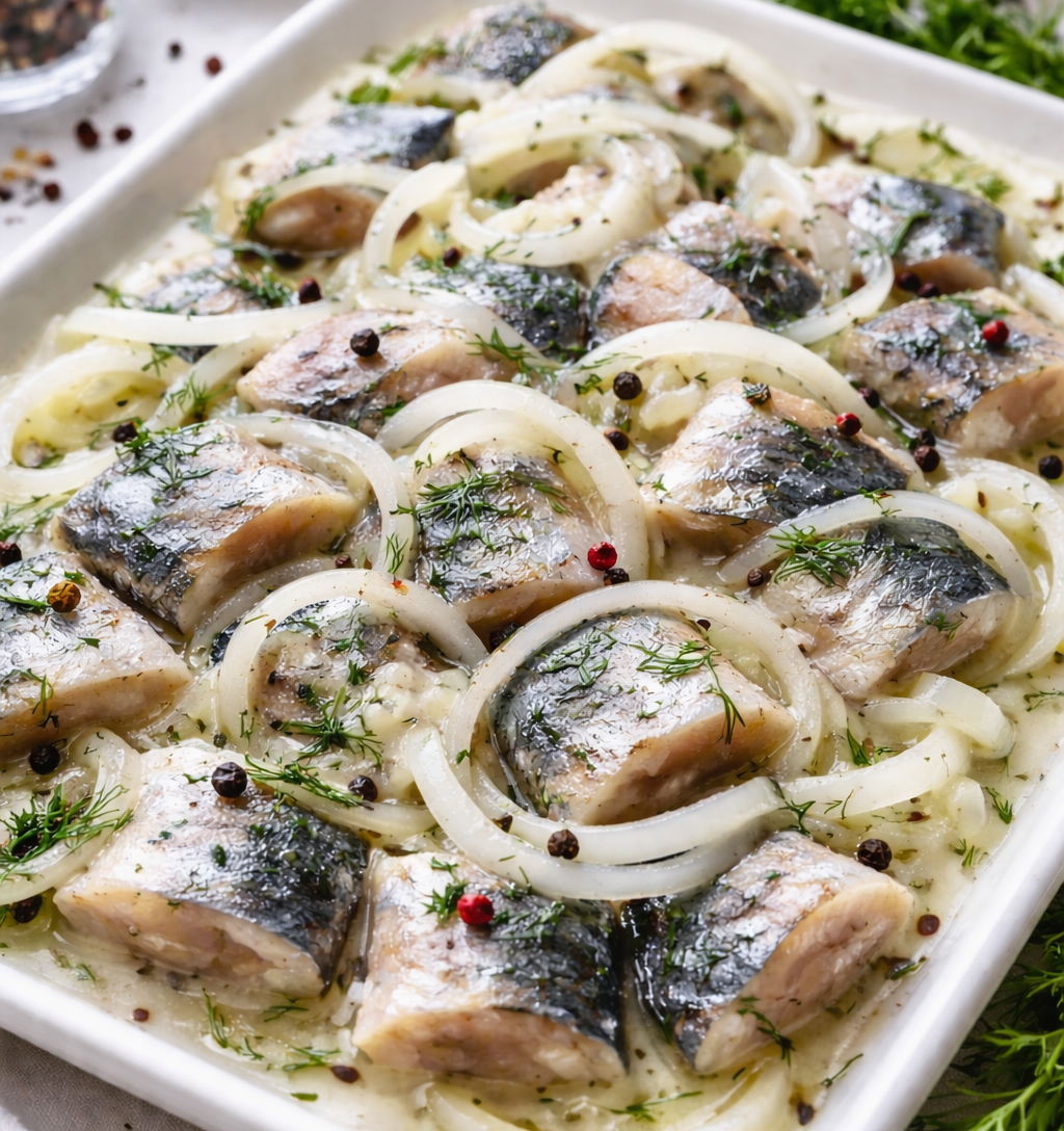 HERRING WITH ONIONS IN VINEGAR SAUCE/CATERING/HALF TRAY