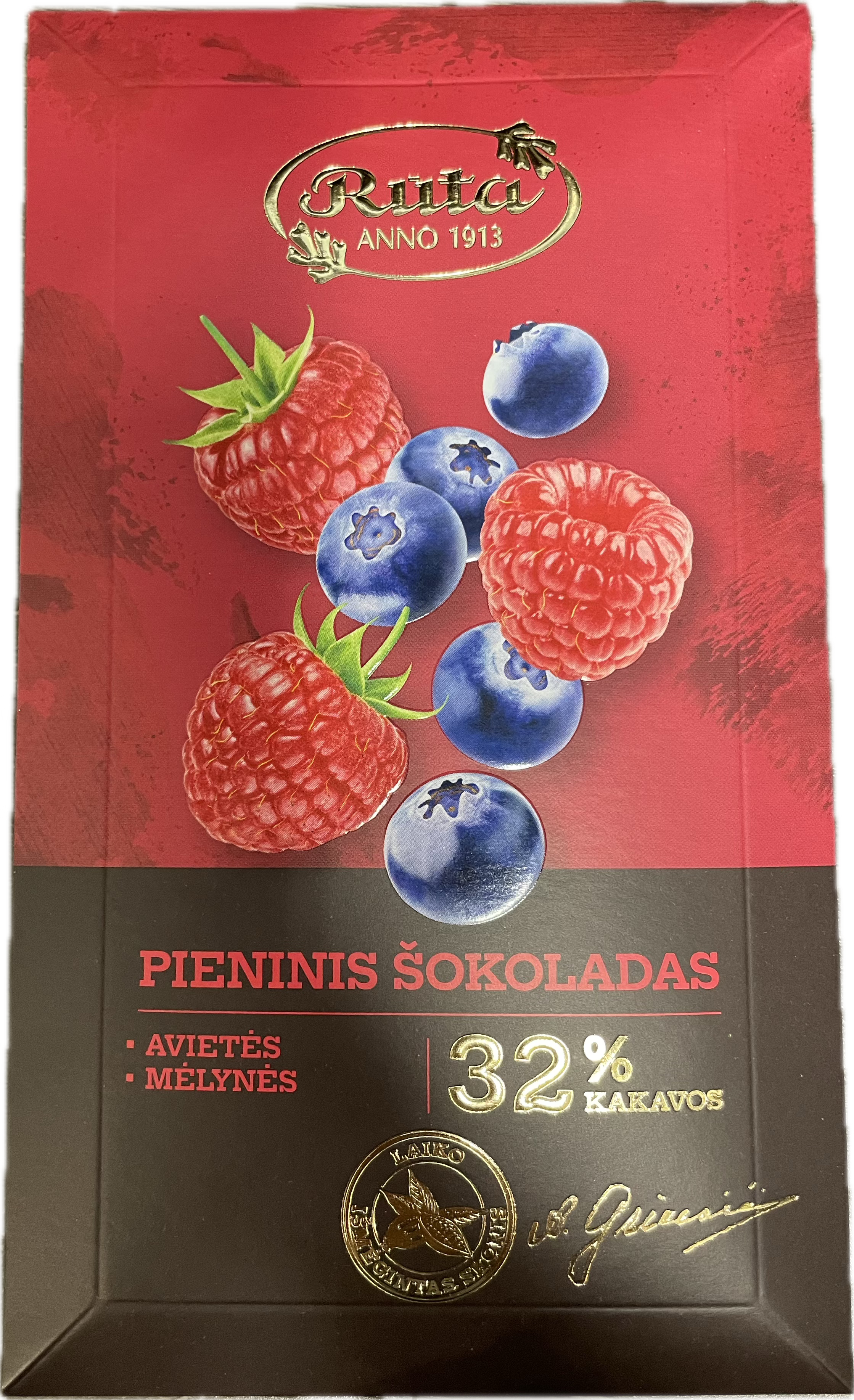 RUTA Milk chocolate with raspberry and blueberry/90 g.