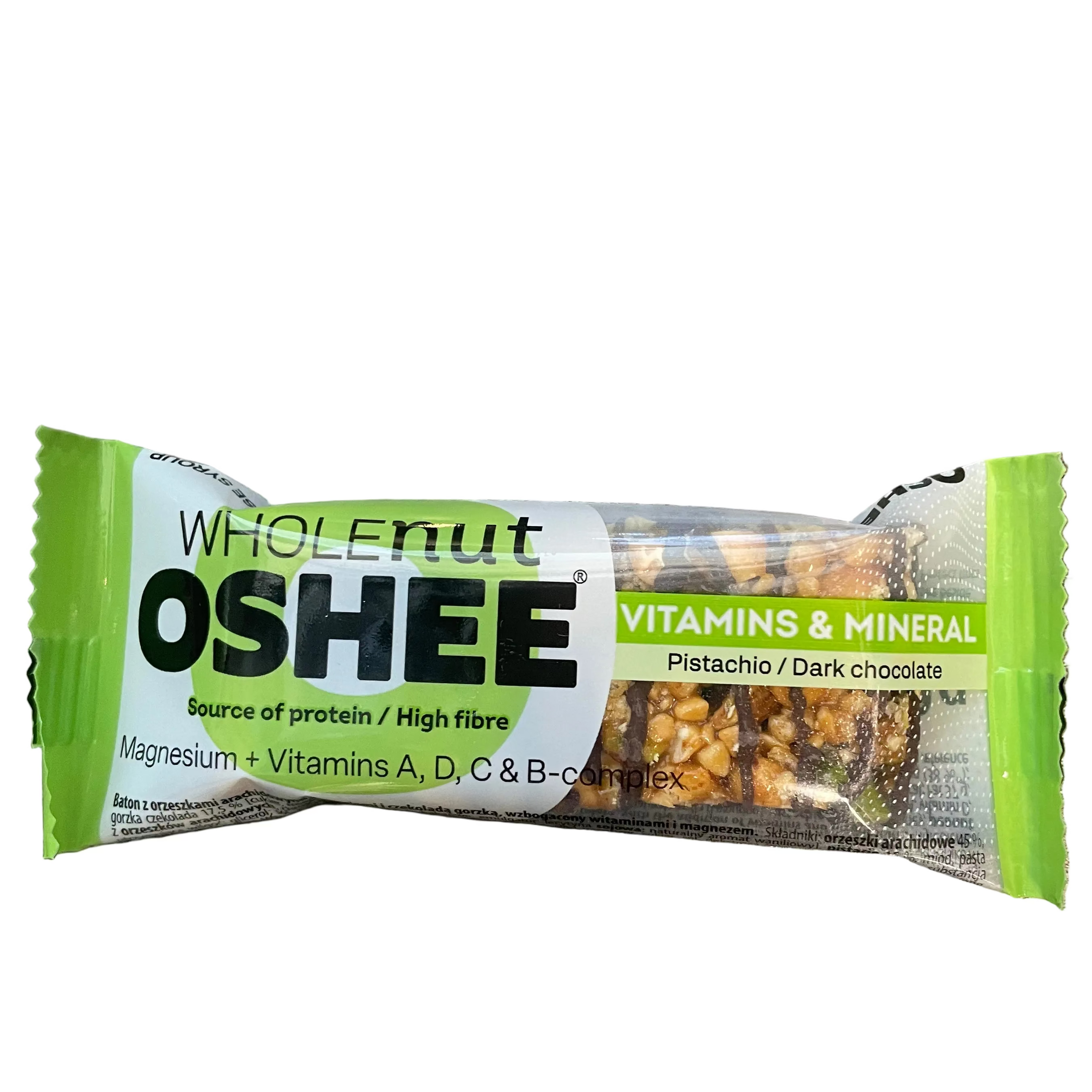 OSHEE WHOLENUT BAR PISTACHIO DARK CHOCOLATE,40G