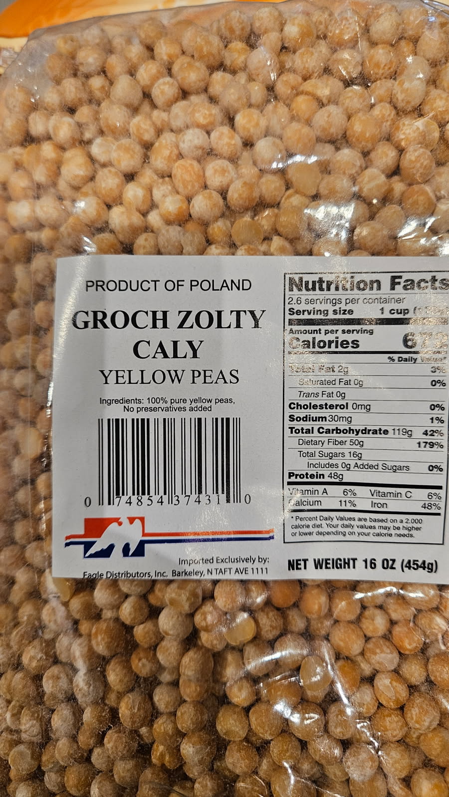 PEAS-WHOLE, GROCH ZOLTY CALY, EAGLE, 1lb