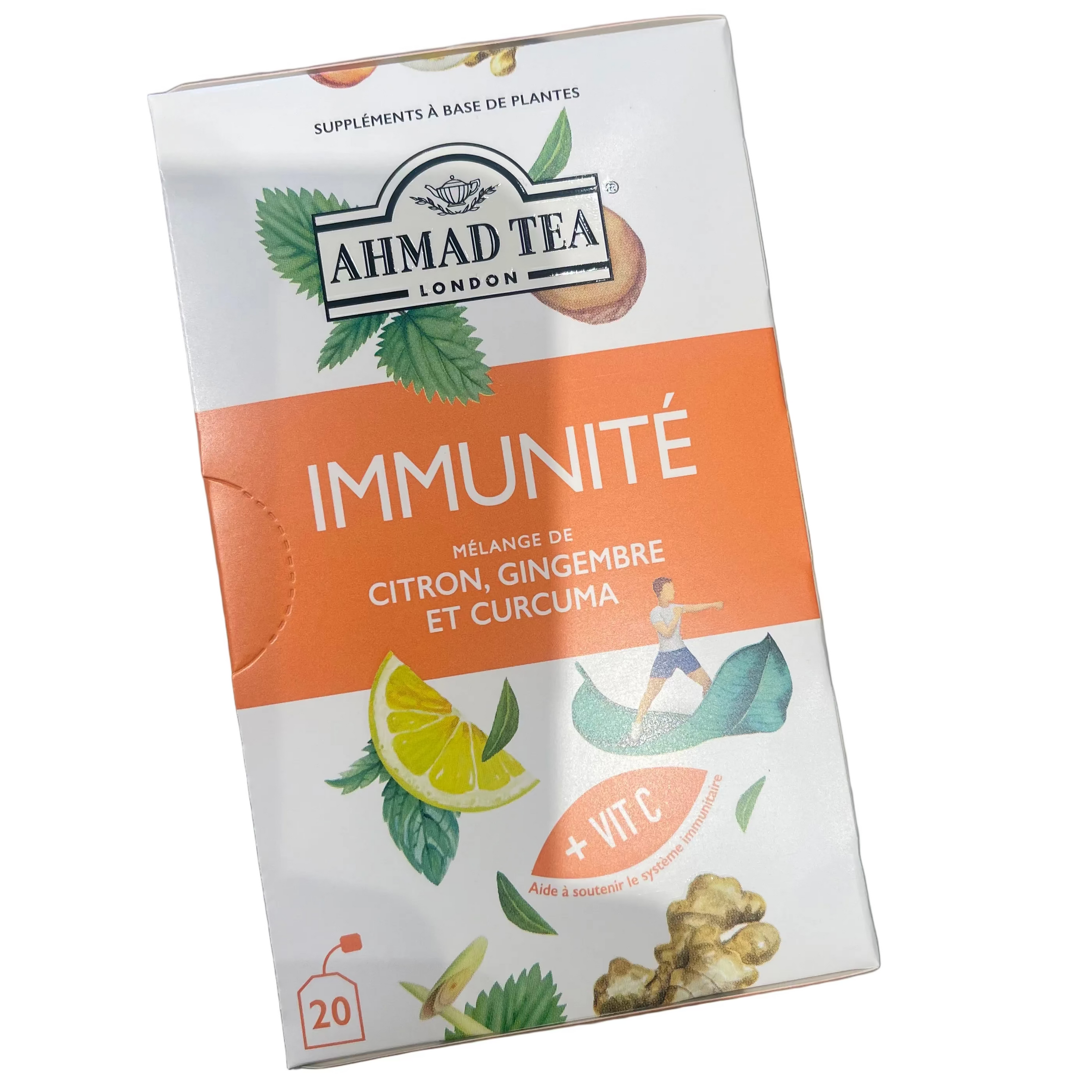 Ahmad Tea Immunité packaging on a gray surface