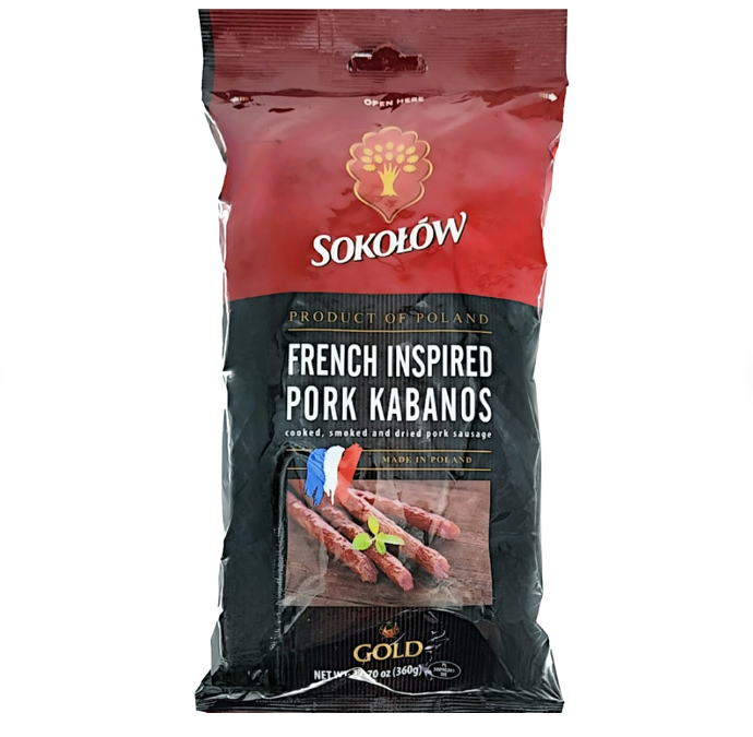 FRENCH INSPIRED PORK KABANOS,KABANOSY FRANCUSKIE, KABANOS PORK FRENCH SOKOLOW,EXTRA LARGE,360G