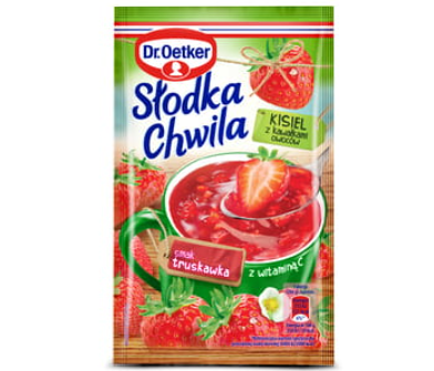 KISIEL TRUSKAWKOWY Z OWOCAMI, SLODKA CHWILA, DR. OETKER