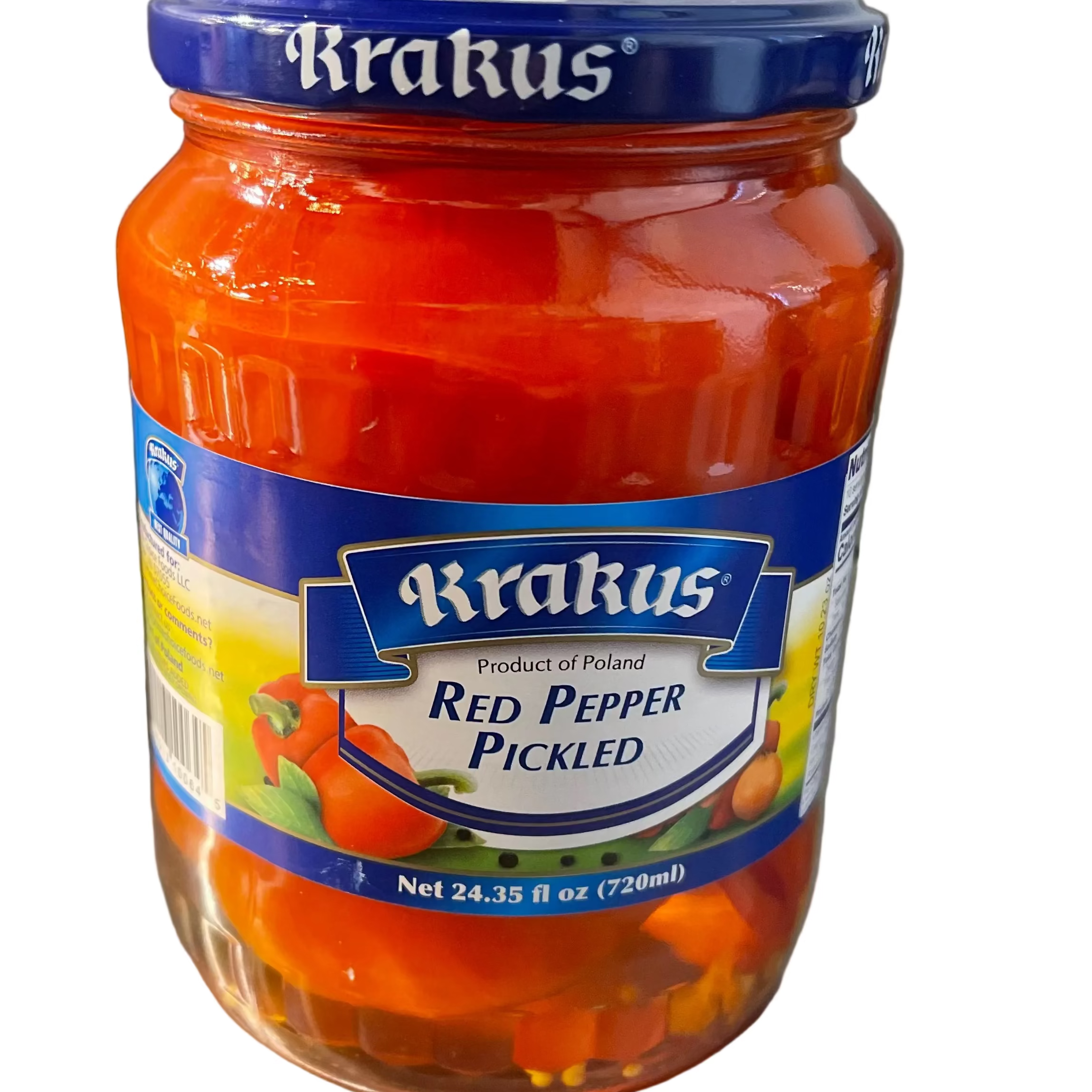 Jar of Kraku's Red Pepper Pickled on a metallic surface