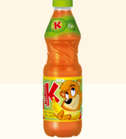 Kool-Aid juice bottle with a cartoon character on a white background