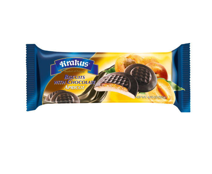 Krakus biszkopty z galaretka morelowa w czekoladzie, Biscuits with apricot filling in chocolate