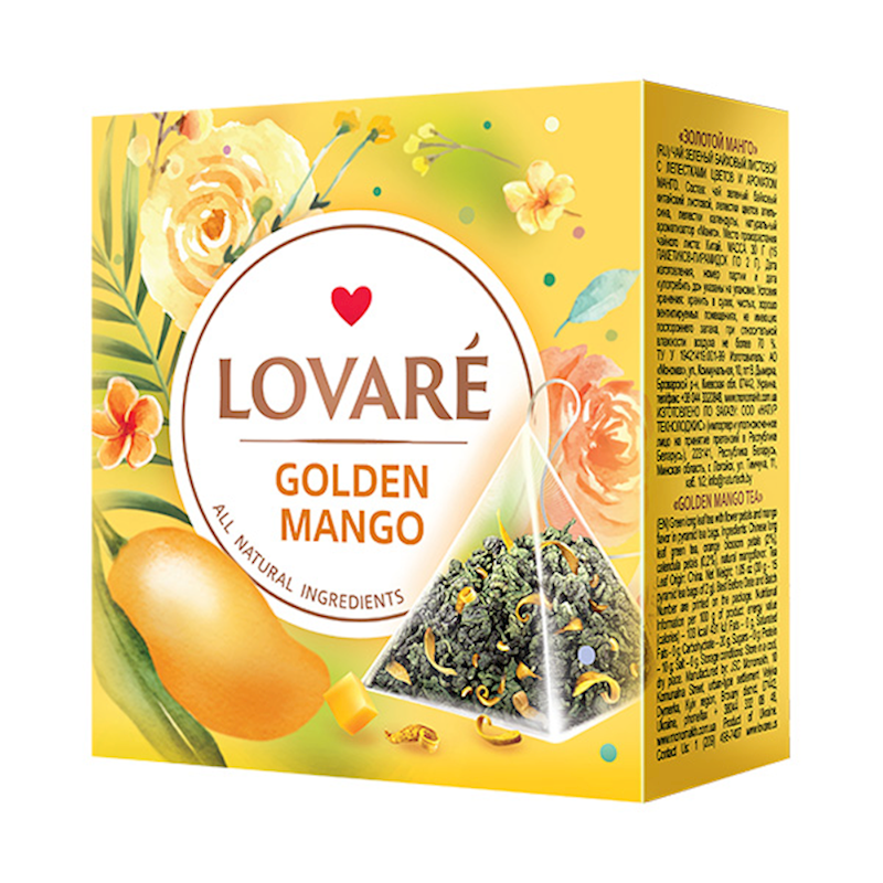 LOVARE Golden Mango Tea in Pyramid bags