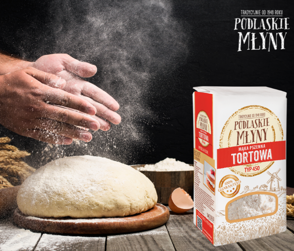 MAKA TORTOWA TYP450, WHEAT CAKE FLOUR, 1 KG, PODLASKIE MLYNY