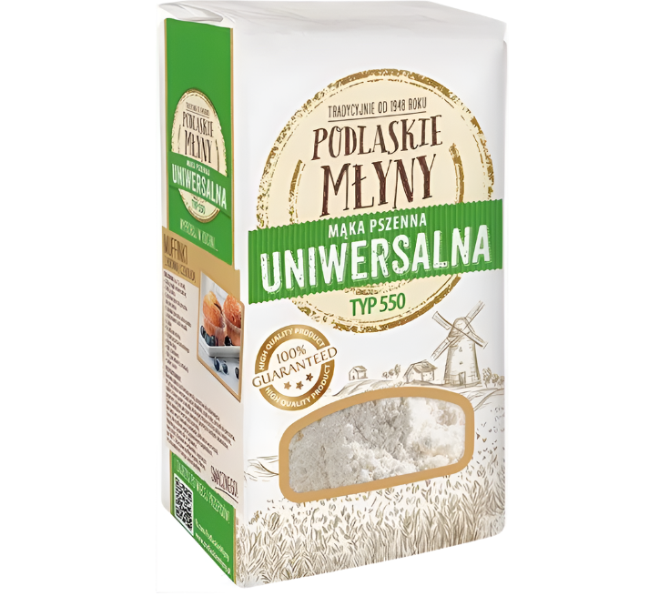 MAKA PSZENNA UNIWERSALNA, WHEAT ALL PURPOSE FLOUR, 1 KG, PODLASKIE MLYNY