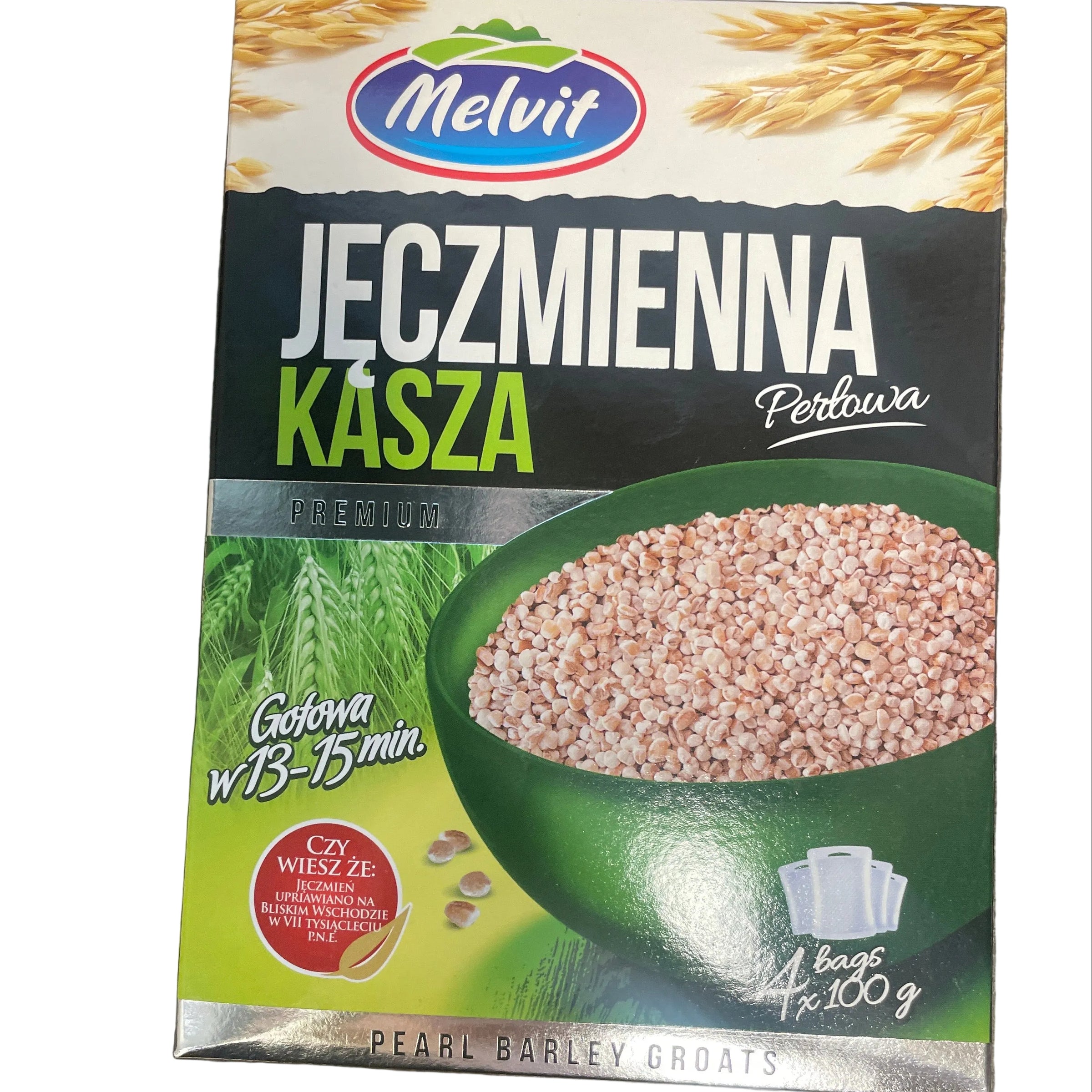 MELVIT KASZA JECZMIENNA PERLOWA, PEARL BARLEY 4X100G