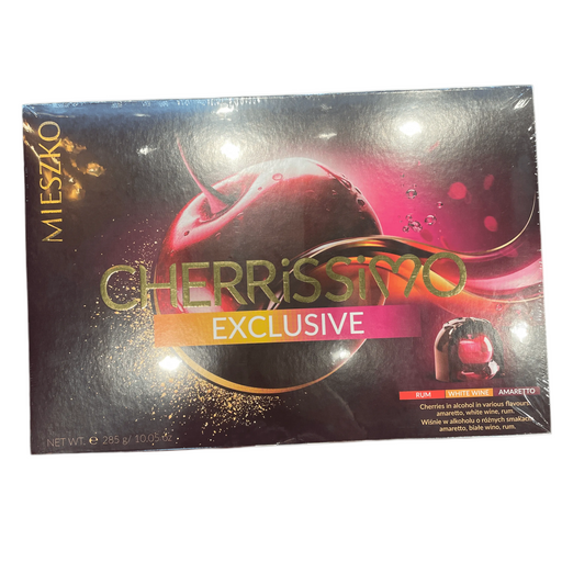Mieszko Cherrissimo Exclusive packaging with cherry design on a dark background
