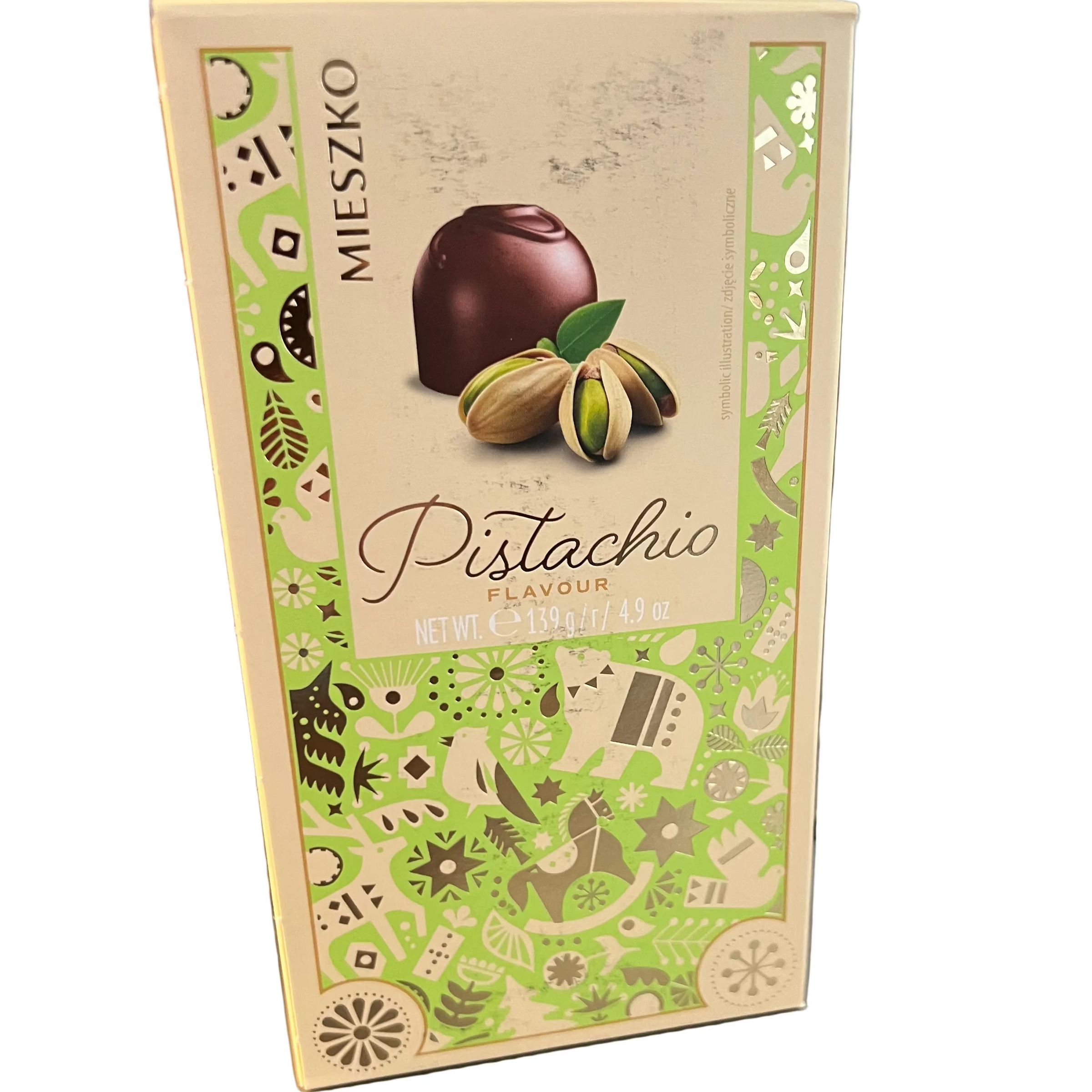 MIESZKO PRALINY PISTACJOWE, PISTACHIO PRALINES,139G, BOX