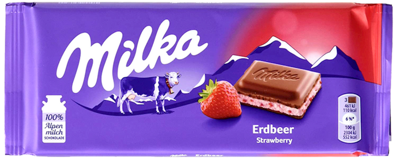 MILKA Milk Chocolate Bar with Strawberries
