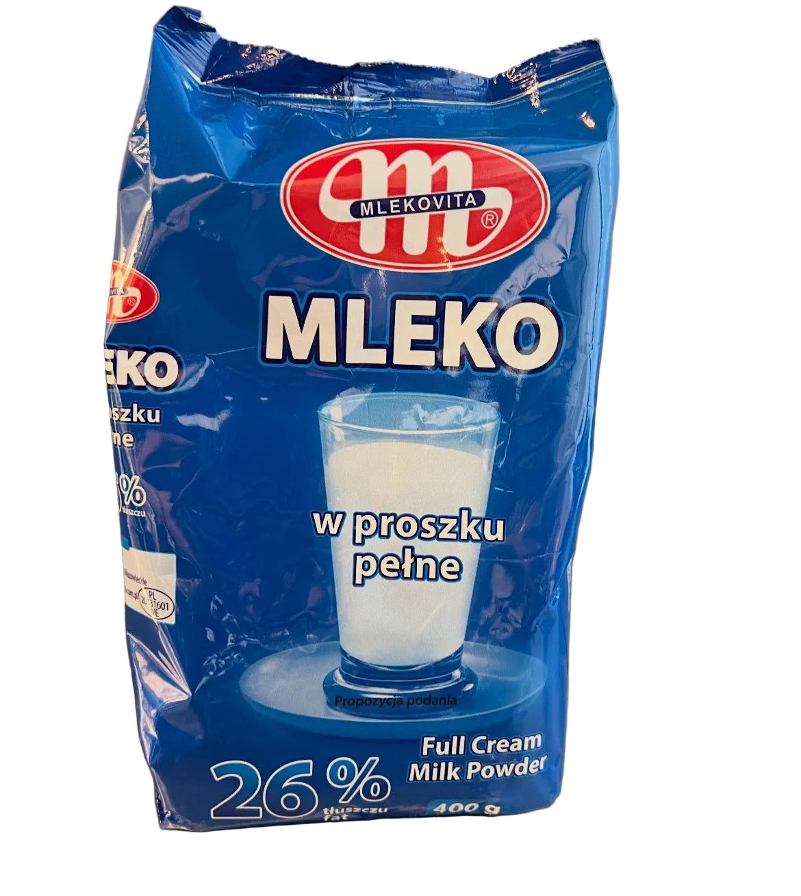 Mleko milk powder package on a wooden surface