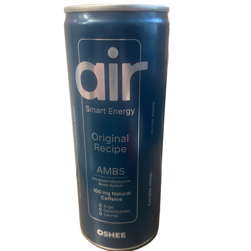 Can of Oshee smart energy drink on a wooden surface