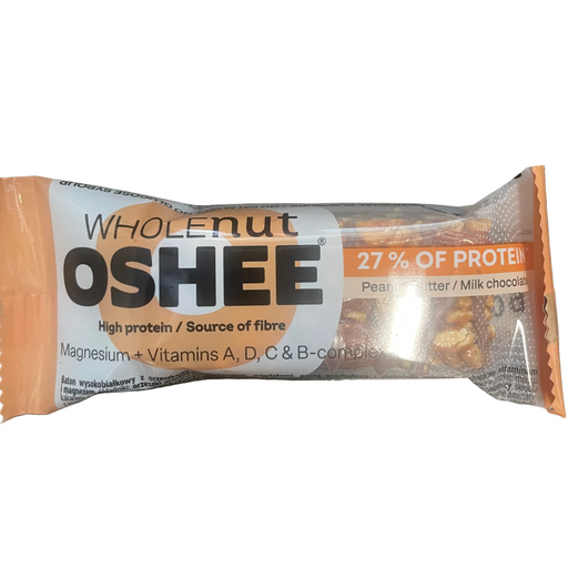 OSHEE Whole Nut protein bar on a wooden surface