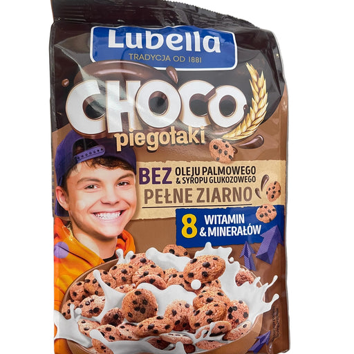 Packaged snack with Lubella branding on a gray surface