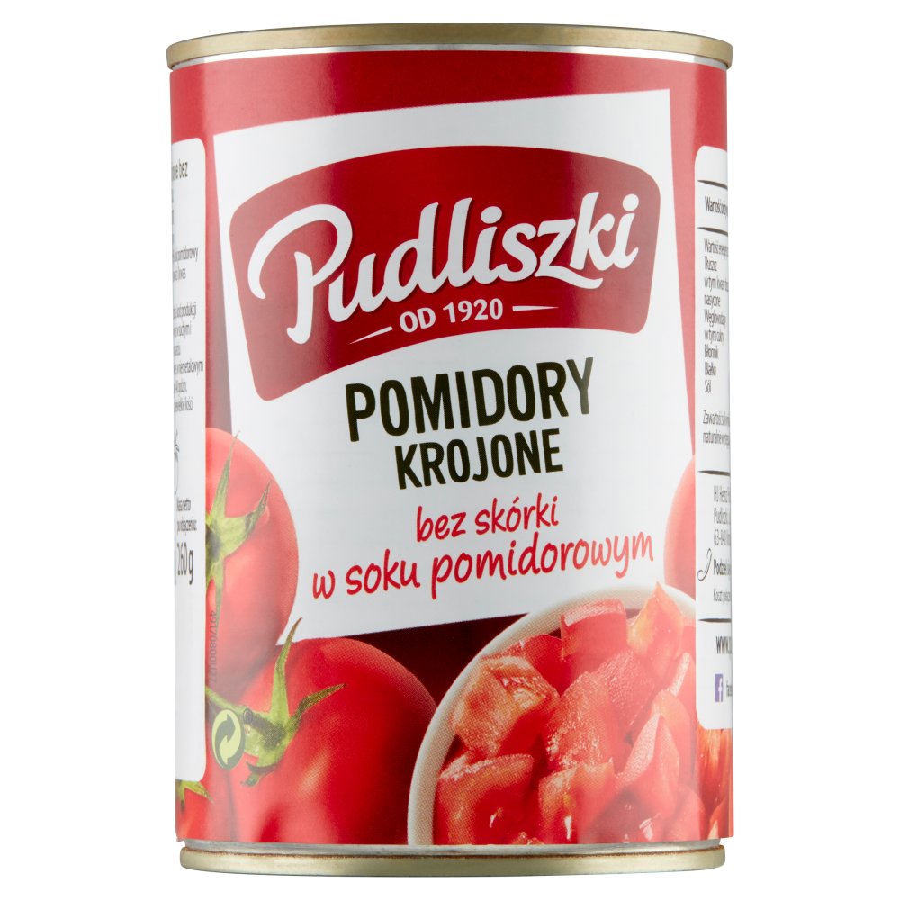 Pudliszki Tomatoes cut without skin in tomato juice 400 g, pomidory krojone