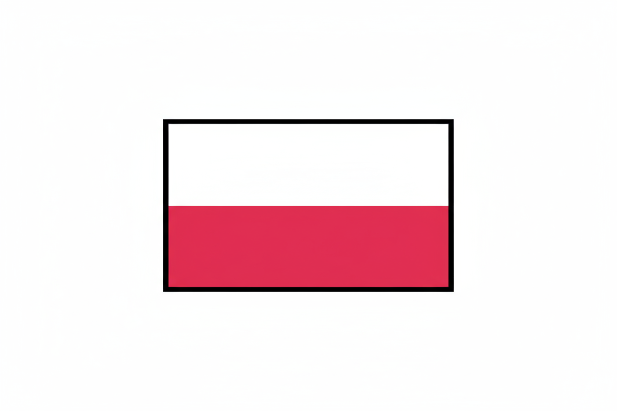 Polish Flag with a red and white horizontal design on a white background