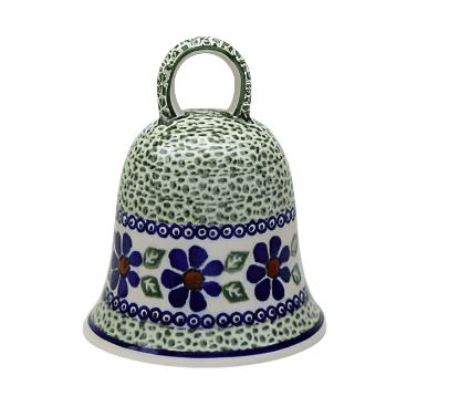 Polish pottery,Boleslawiec,BELL,DZWONEK, GREEN DECORATION