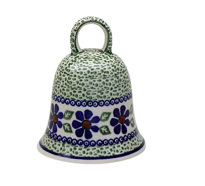 Polish pottery,Boleslawiec,BELL,DZWONEK, GREEN DECORATION