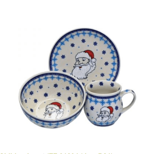 Polish pottery,Boleslawiec, ZESTAW DLA DZIECI, CHRISTMAS CHILDREN'S SET,AGNIESZKA DOBRZANKA