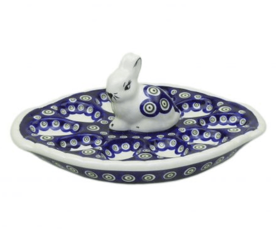 Polish pottery,Bolesławiec,egg plate, talerz na jajka,Pawie Oko,Peacock Eye