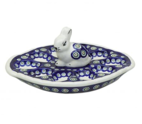 Polish pottery,Bolesławiec,egg plate, talerz na jajka,Pawie Oko,Peacock Eye