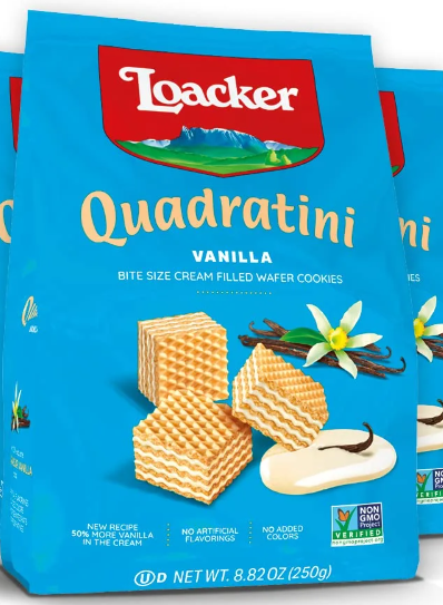 LOACKER,QUADRATINI VANILLA,BITE SIZE WAFERS