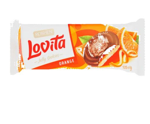 Lovita Orange jelly cookie package on a white background